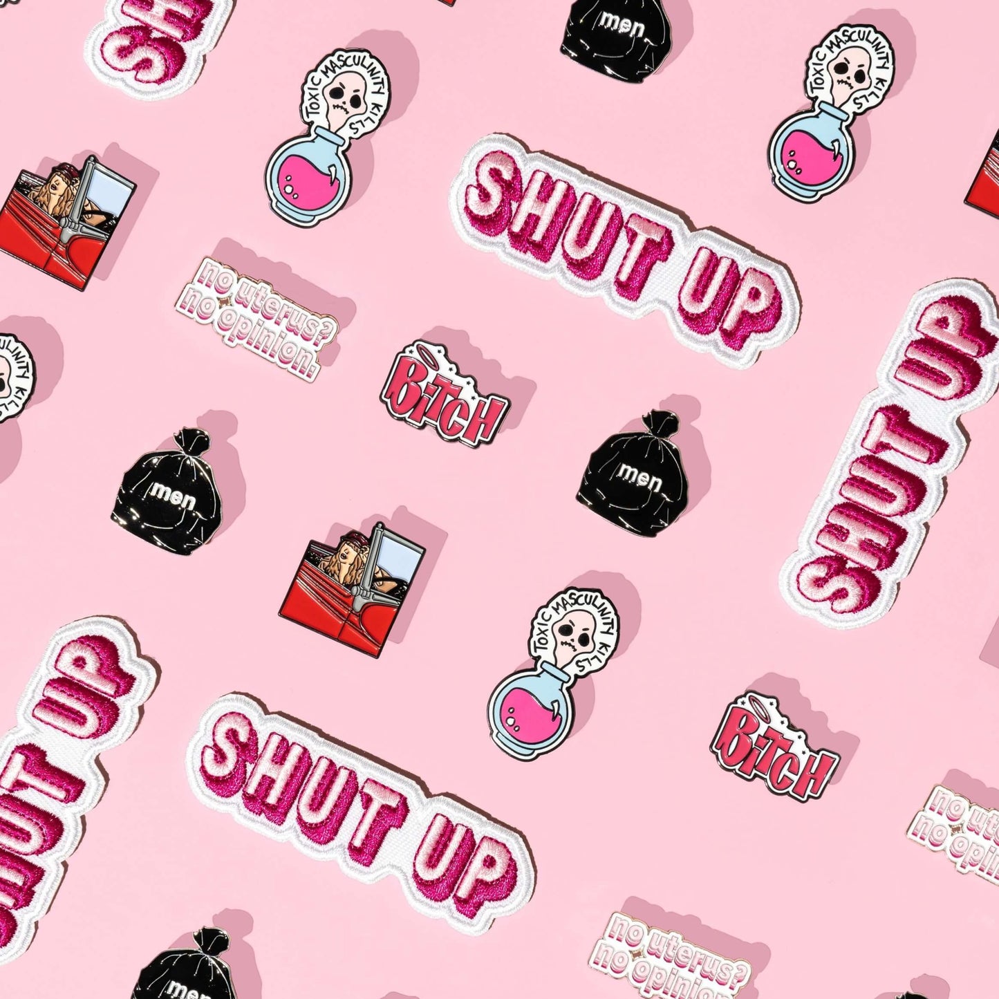 bitch next door enamel pin collection