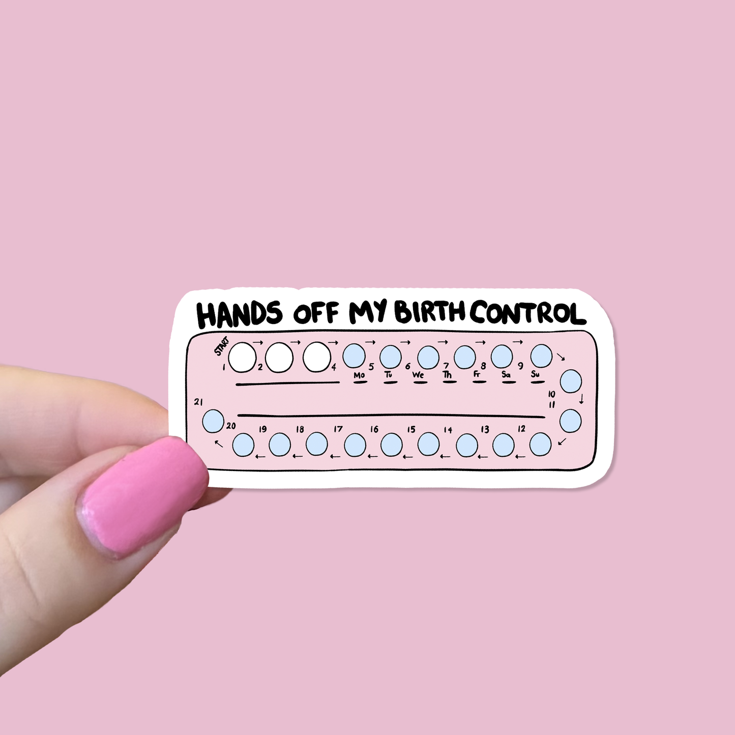 Hands Off My Birth Control Waterproof Sticker