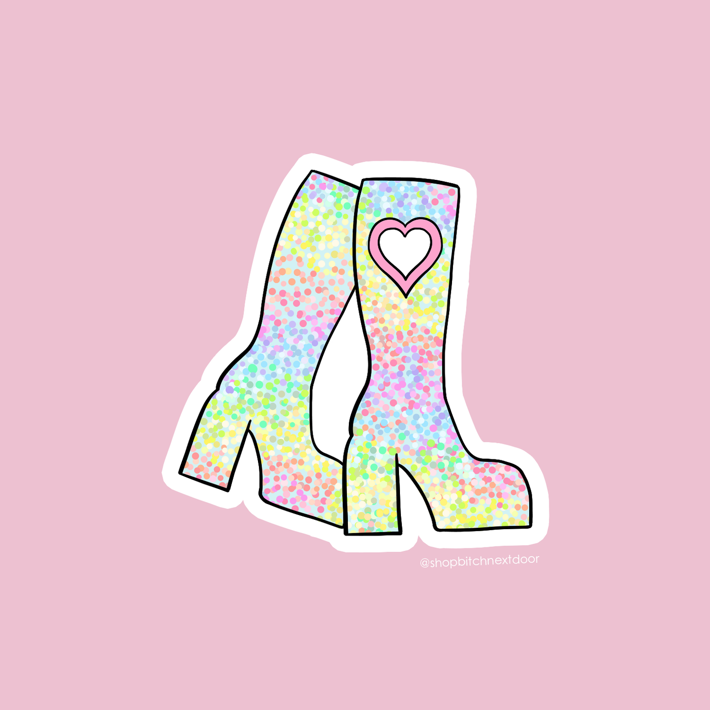 Glitter Boots Waterproof Sticker