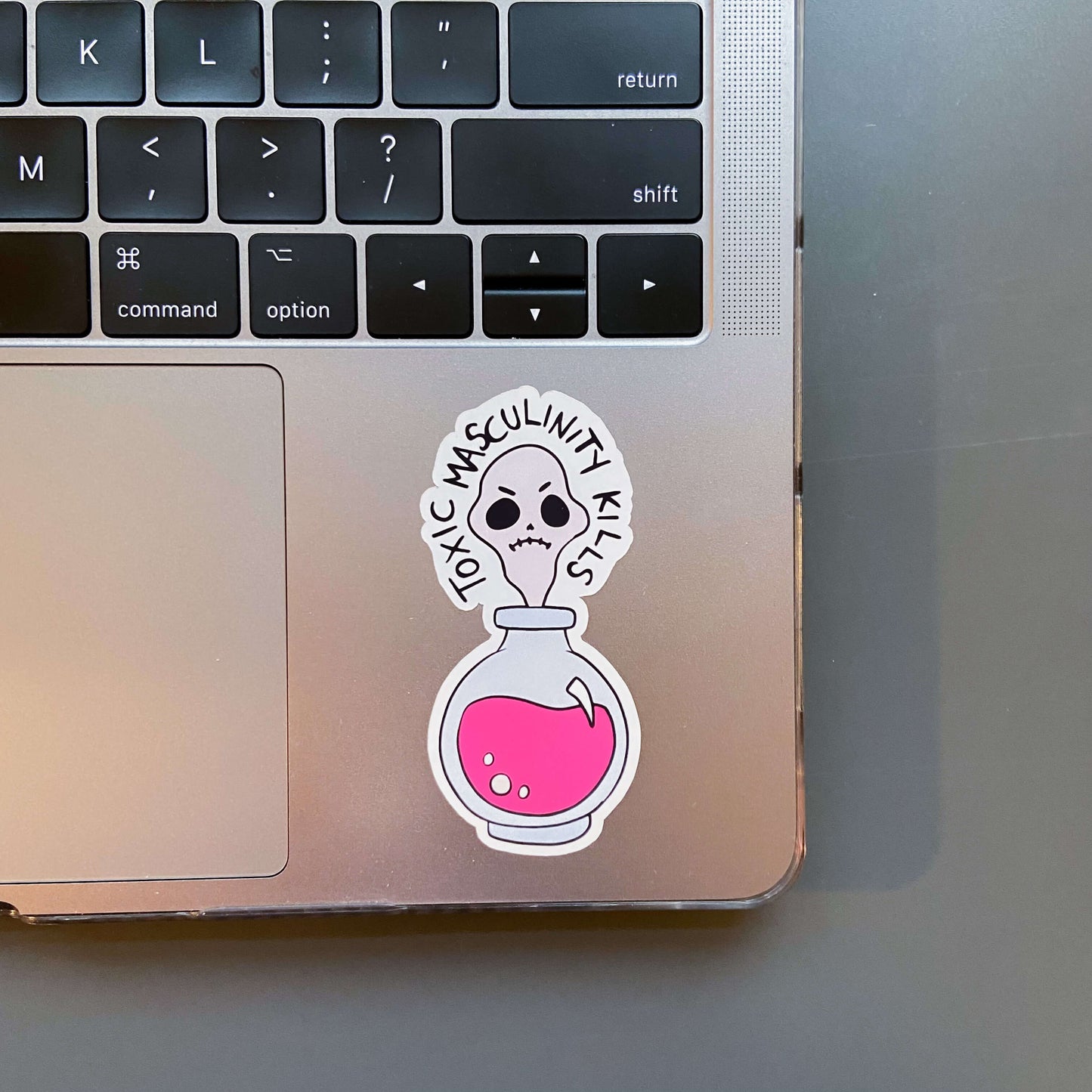 anti-misogyny sticker in pink