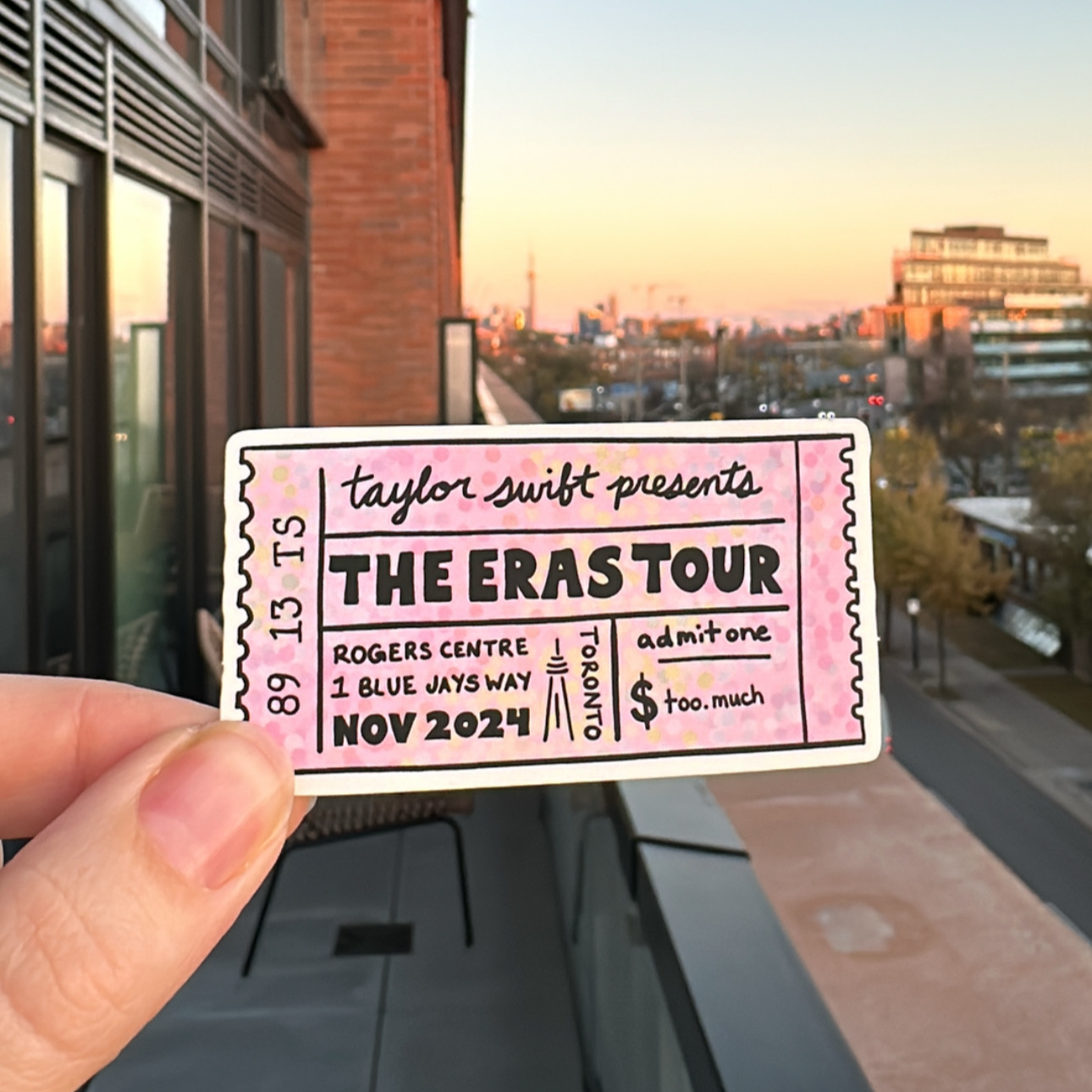 Eras Tour Toronto Ticket Waterproof Sticker