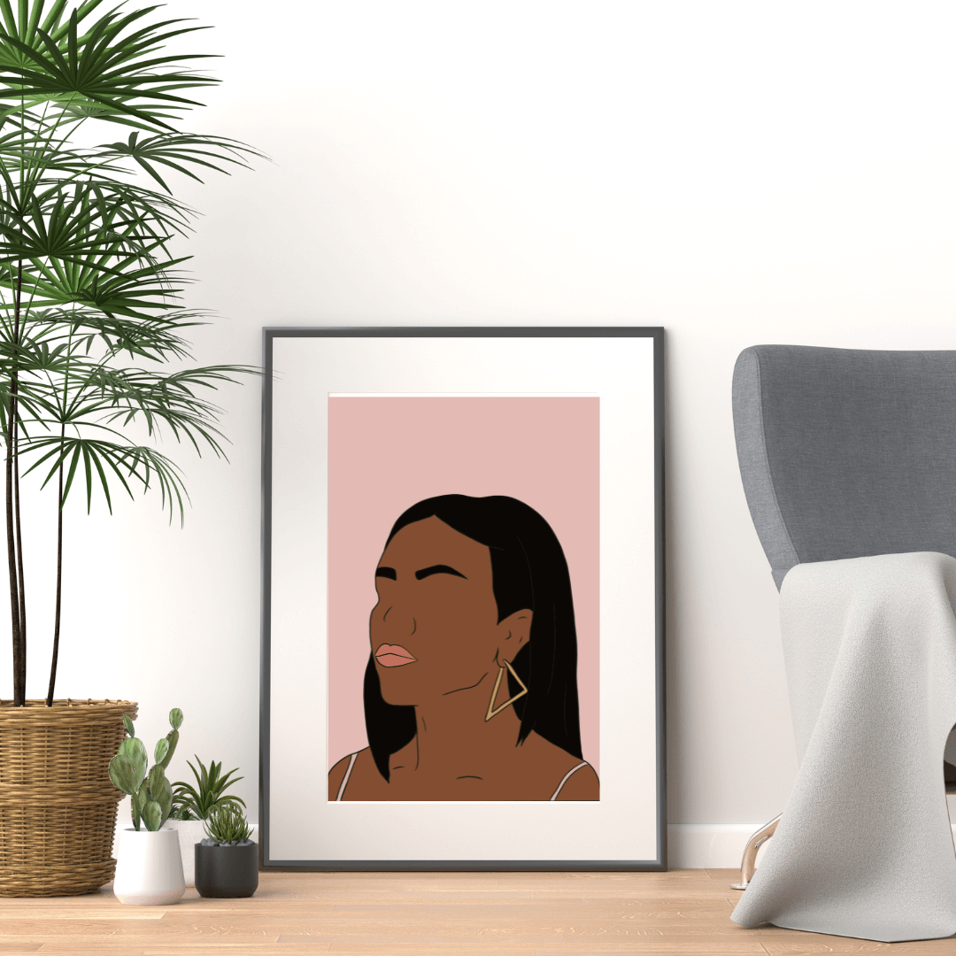 Art Print of Michelle Obama on Pink Paper