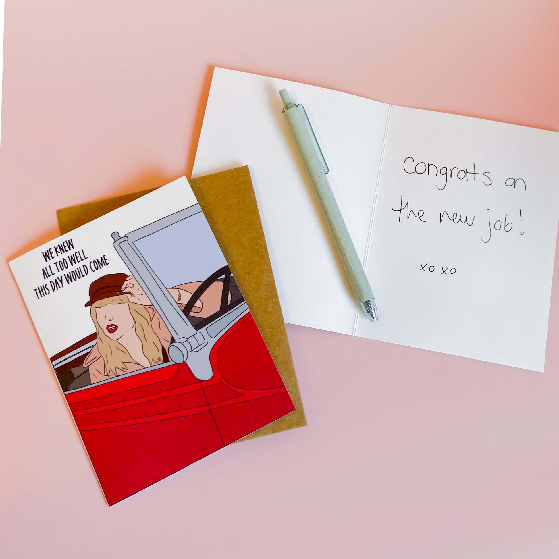Cartoon Drawn Taylor Swift Customizable Greeting Card. We Knew All Too Well This Day Would Come